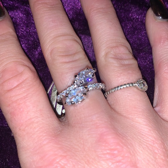 🧿2/$15🧿 NWT/NIB Clear Quartz Dual Snake🐍Silver Ring 7 - Picture 8 of 17
